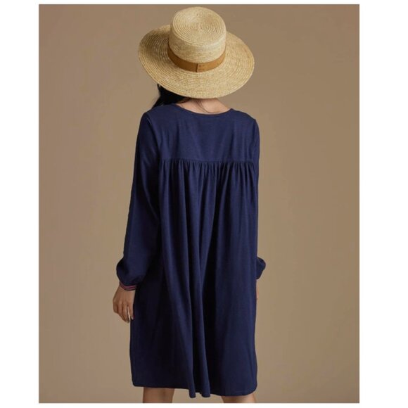 NWT DownEast Madeline Tassel Navy Blue Dress Women's Small Embroidered Loose - Picture 4 of 15